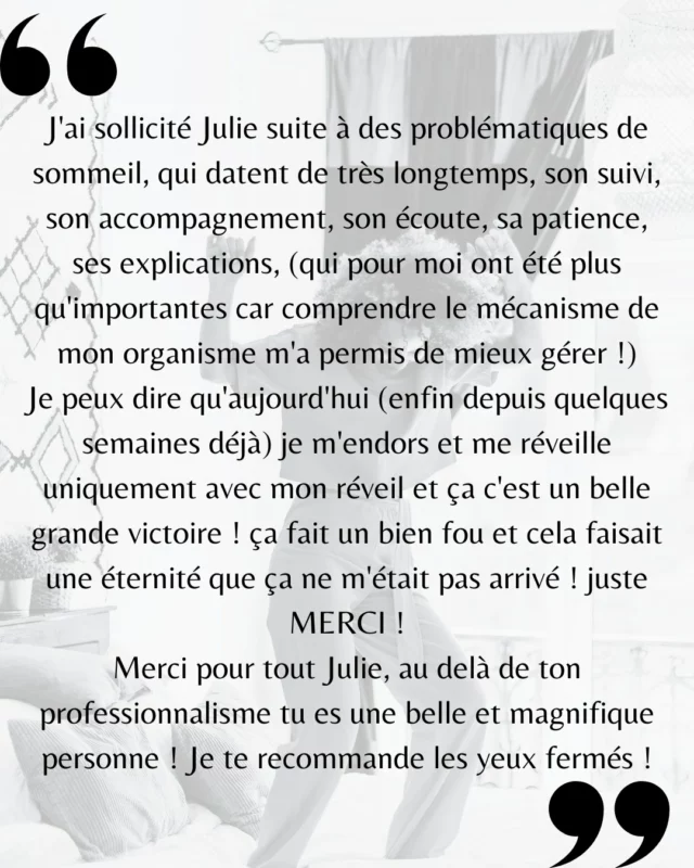 Les avis clients valent mieux que mille discours. Voici le dernier en date ! 👇

Et si mon prochain avis client ⭐⭐⭐⭐⭐ c'était vous ?

 #accompagnementpersonnalisé #troublesdusommeil #insomnie #sommeil #fatigue
