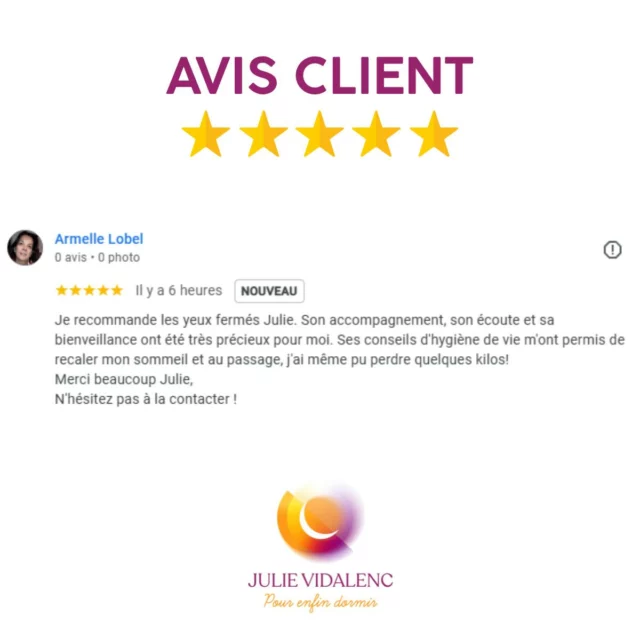 ✨Ils dorment mieux....et ils le disent !

Je viens de recevoir ce message sur Google.
Et à chaque fois, c'est un petit shoot de sens et de motivation.

Merci 🙏

Tu veux savoir si je peux t'aider toi aussi ?
Parlons-en ! 📩

 #accompagnementpersonnalisé #troublesdusommeil #sommeil #dormir #insomnie #fatigue